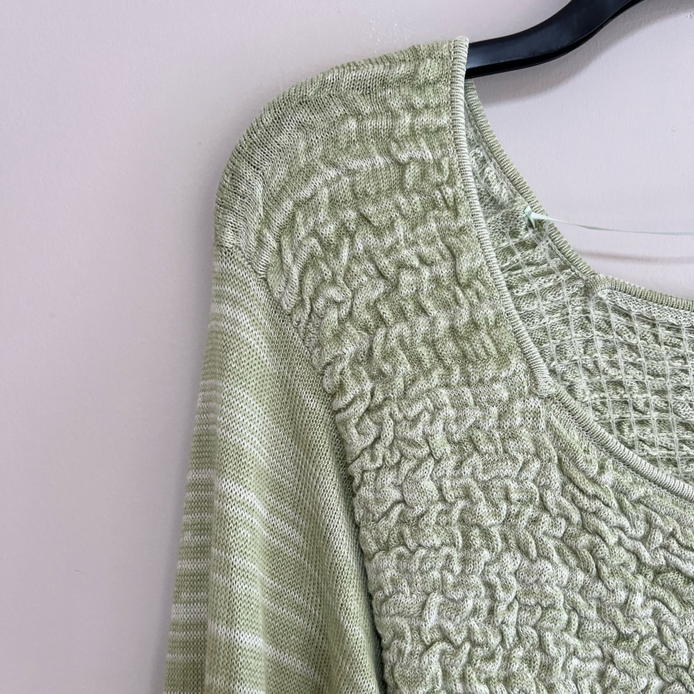 Free People Free Spirit Smocked Knit Peplum Sweater Crop Top, Seafoam Green, S - Picture 6 of 12